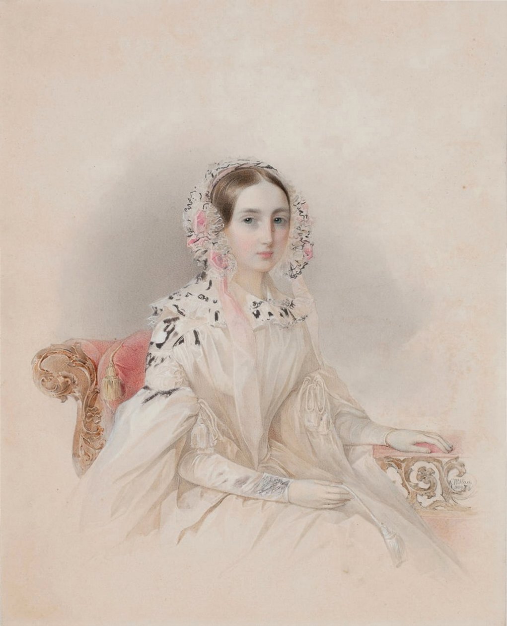 Teréz nassau-weilburgi hercegnő portréja 1815-1871, 1838 alkotó: Hau