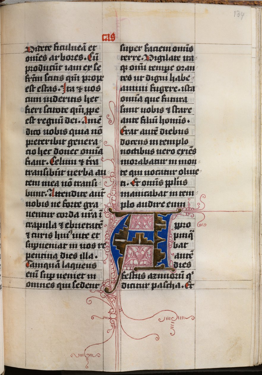 Evangéliumi könyv evangélista portrékkal: Díszített iniciálé, c. 1480. alkotó: Hausbuch Master