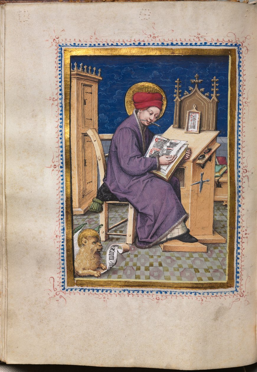 Evangéliumi könyv evangélista portrékkal: Szent Márk, c. 1480. alkotó: Hausbuch Master
