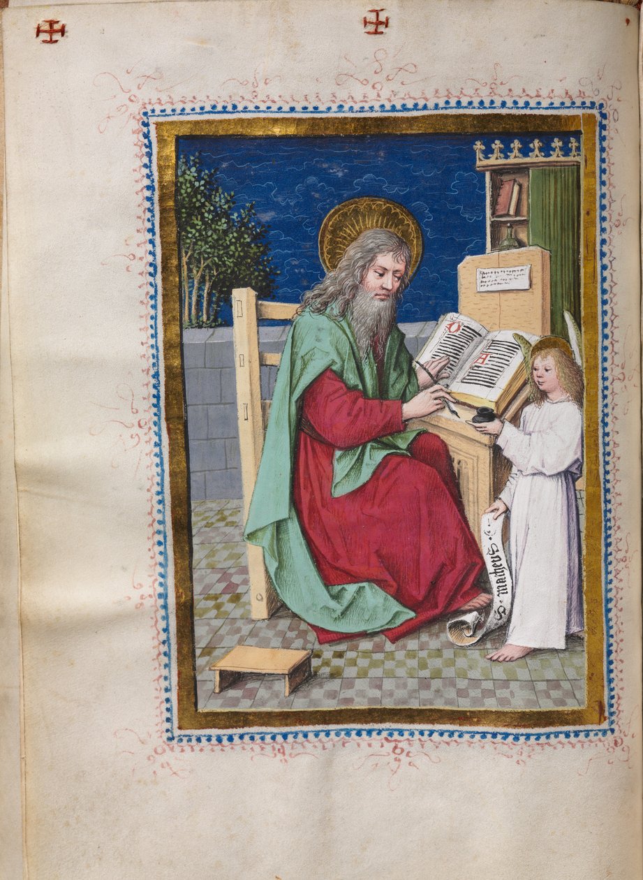 Evangéliumi könyv evangélista portrékkal: Szent Máté, c. 1480. alkotó: Hausbuch Master
