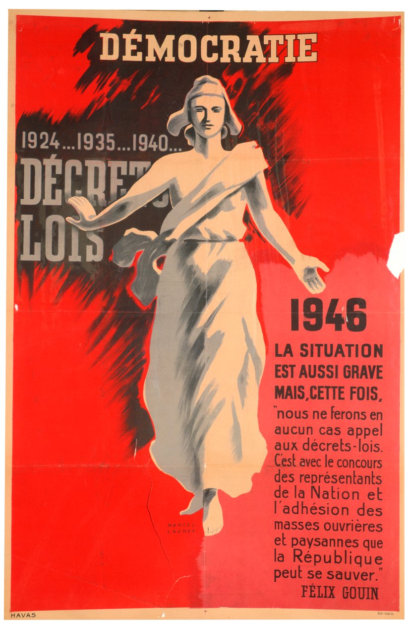 Francia demokráciapárti plakát, 1946 alkotó: Havas
