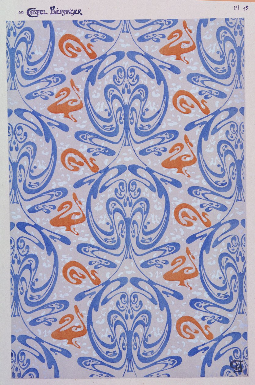 Dekorációk a Castel Beranger számára, Párizs, 1894-8, 53-as tábla Hector Guimard (1867-1942) "Le Castel Beranger" című művéből, 1898 alkotó: Hector Guimard