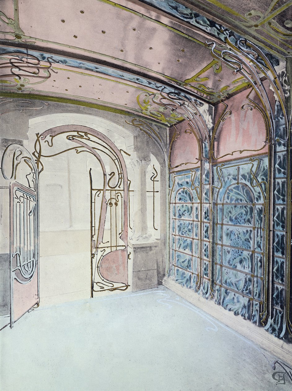 A "Castel-Beranger" előcsarnoka, Hector Guimard (1867-1942) könyvének illusztrációja. alkotó: Hector Guimard