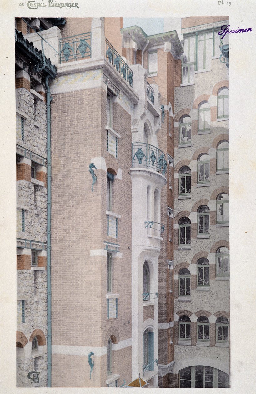 Kilátás a Castel Beranger (1897-1898) épületére, amelyet Hector Guimard (1867-1942) építész mutatott be. alkotó: Hector Guimard