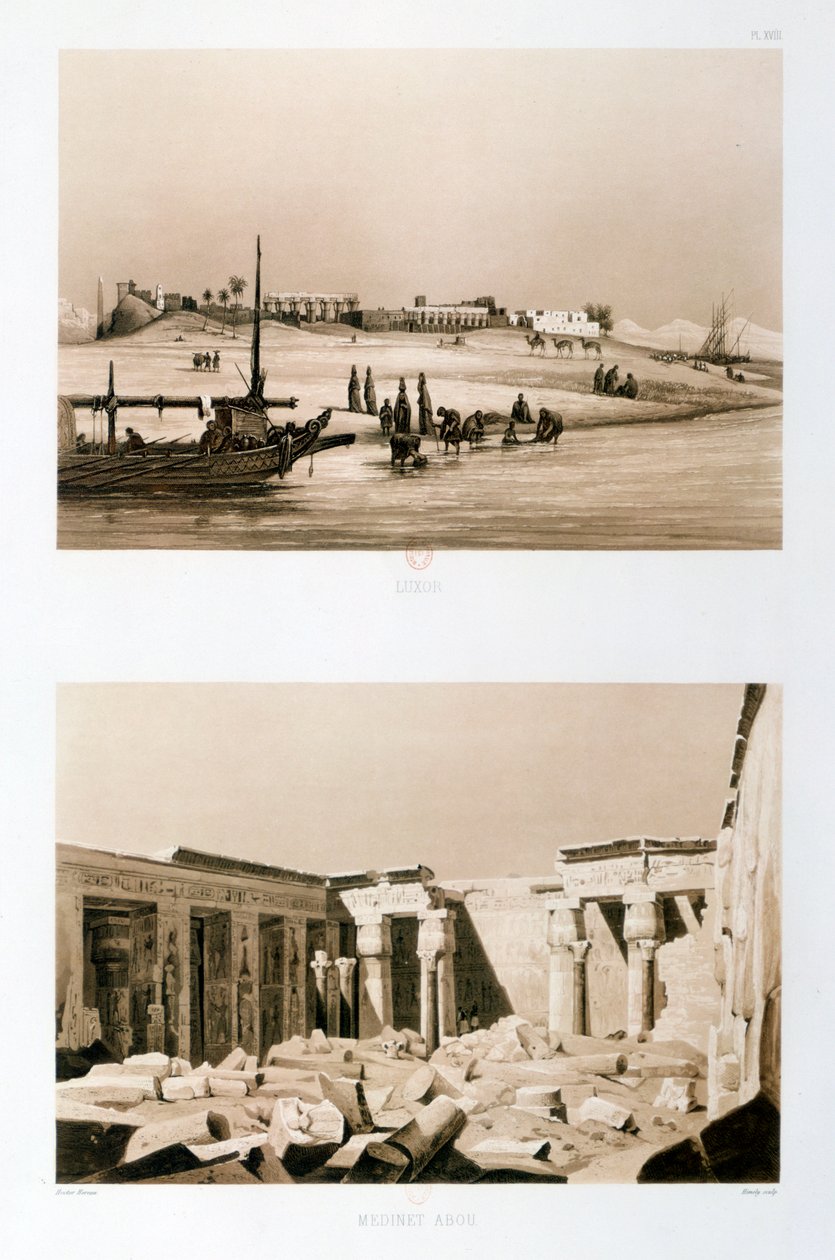 Luxor és Medinet Habu, Egyiptom, 1841 alkotó: Hector Horeau