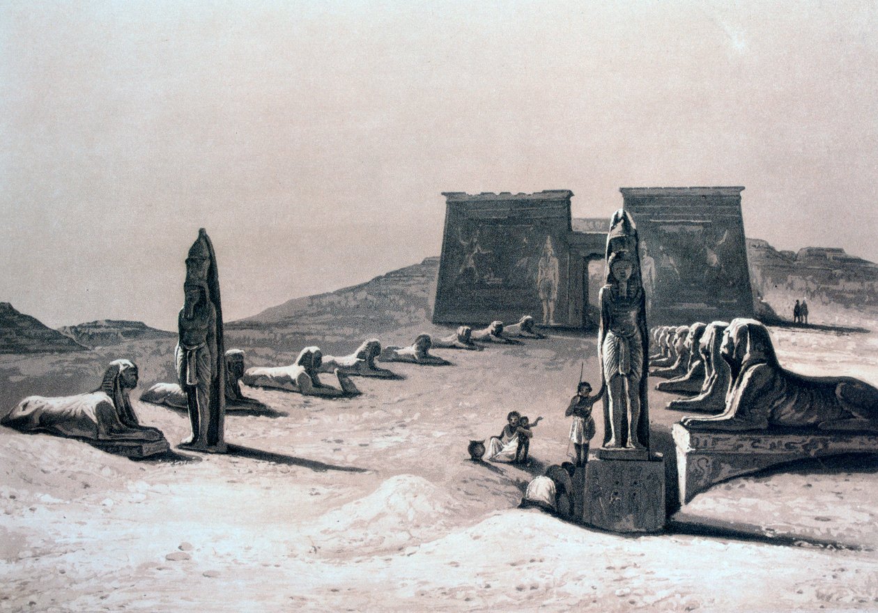 Asseboua temploma, Núbia, Egyiptom, 19. század alkotó: Hector Horeau
