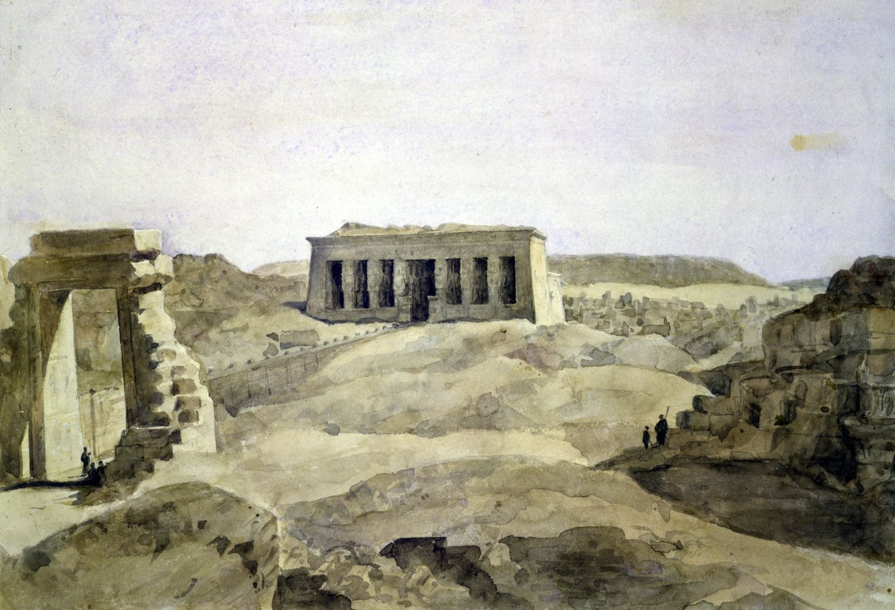 Hathor temploma, Dendera, Egyiptom (akvarell, papír) alkotó: Hector Horeau