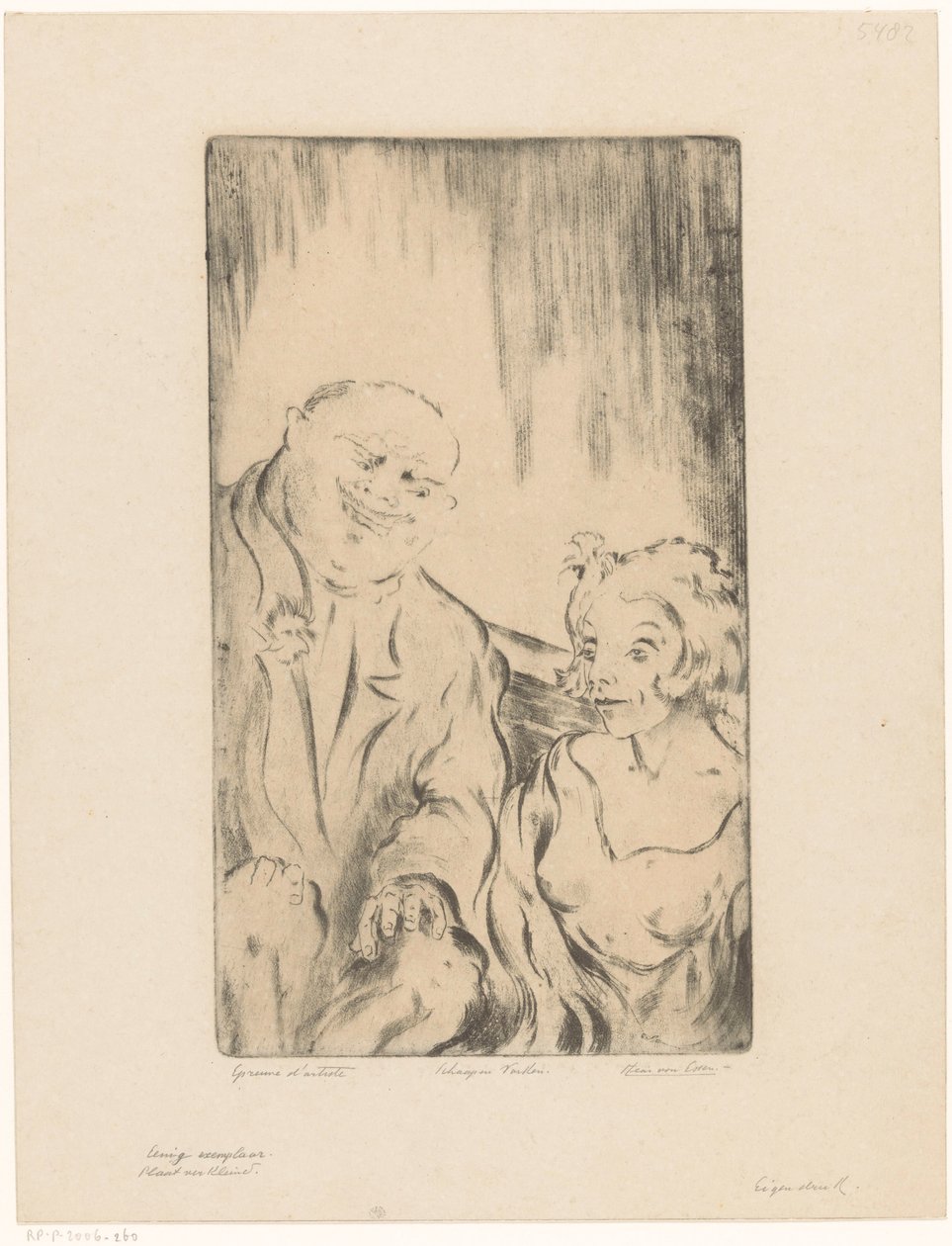 Juh és disznó (eredeti cím a tárgyon) Férfi és nő (sorozat címe) alkotó: Hein von Essen (signed by artist)
