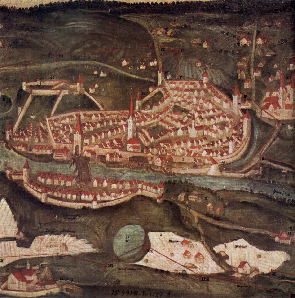 Kilátás Kempten városára alkotó: Heinrich Beusch