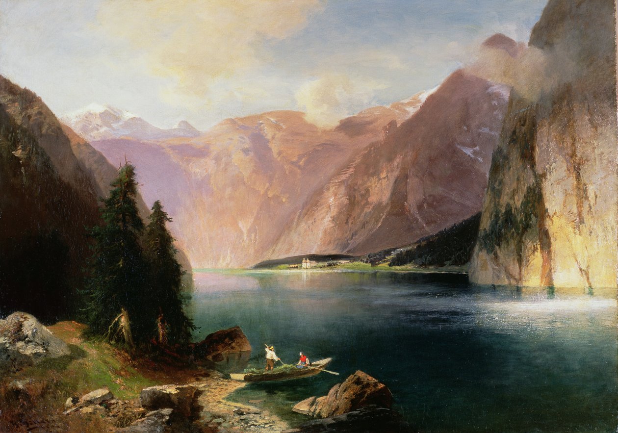 Koenigssee olaj, vászon alkotó: Heinrich Hiller