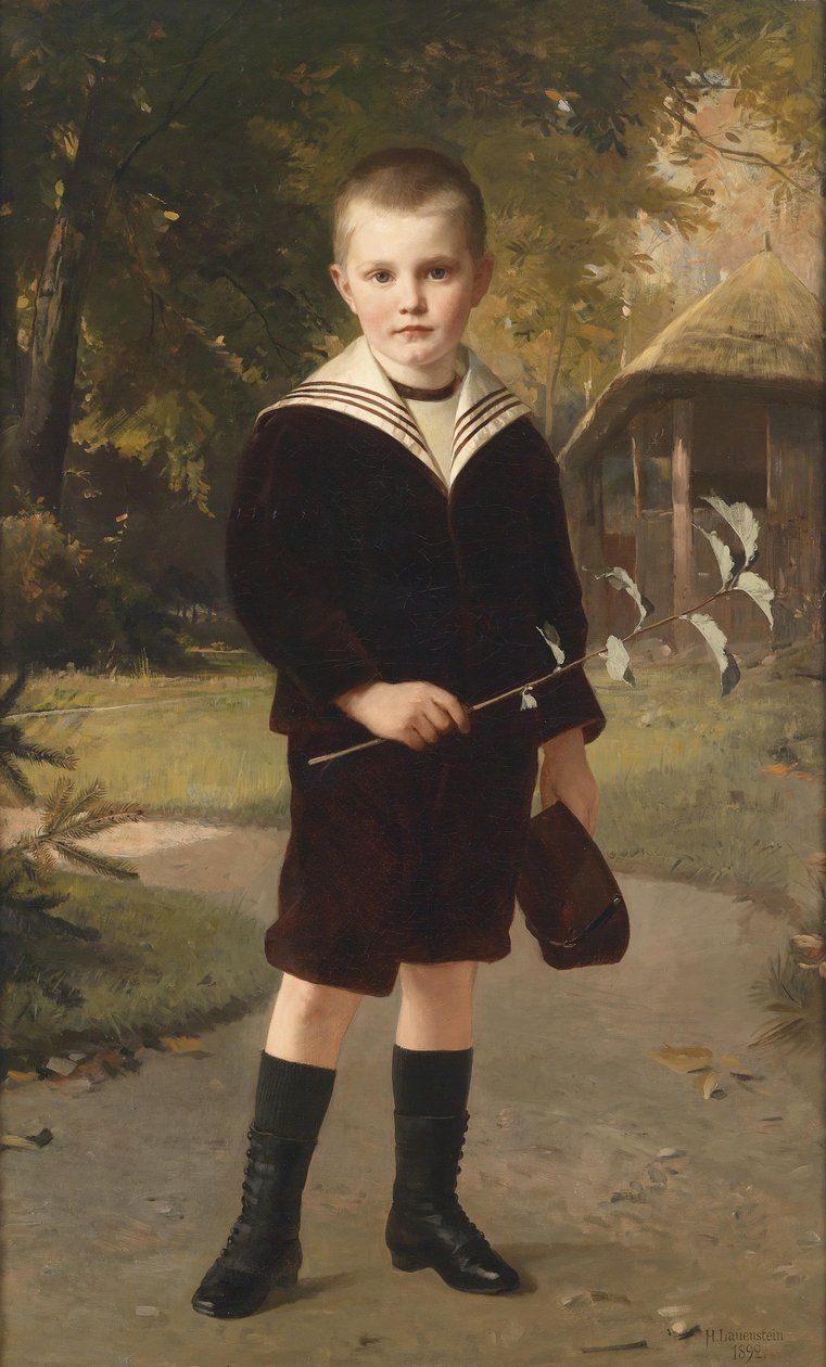 Fiú matrózruhában, aláírva, keltezés: H. Lauenstein 1892 alkotó: Heinrich Lauenstein