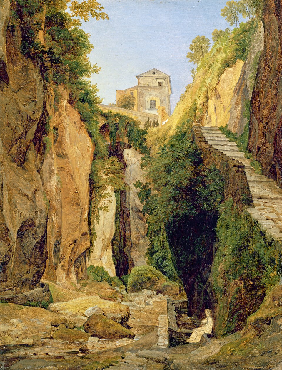 Sorrentói szakadék, 1823 (olaj, papír, vászon) alkotó: Heinrich Reinhold