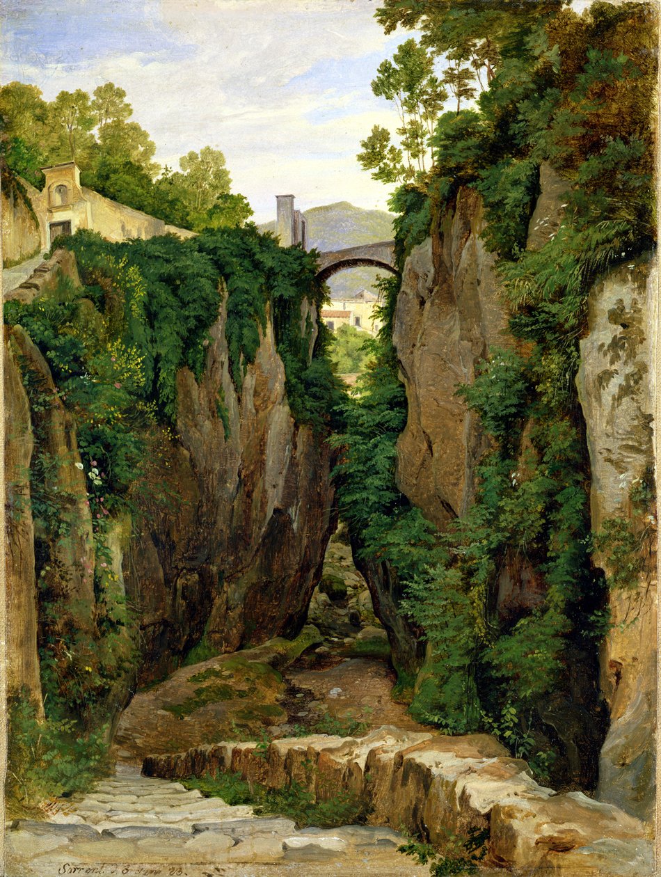 Rocky Ravine Sorrentóban, 1823 (olaj, papír, vászon) alkotó: Heinrich Reinhold