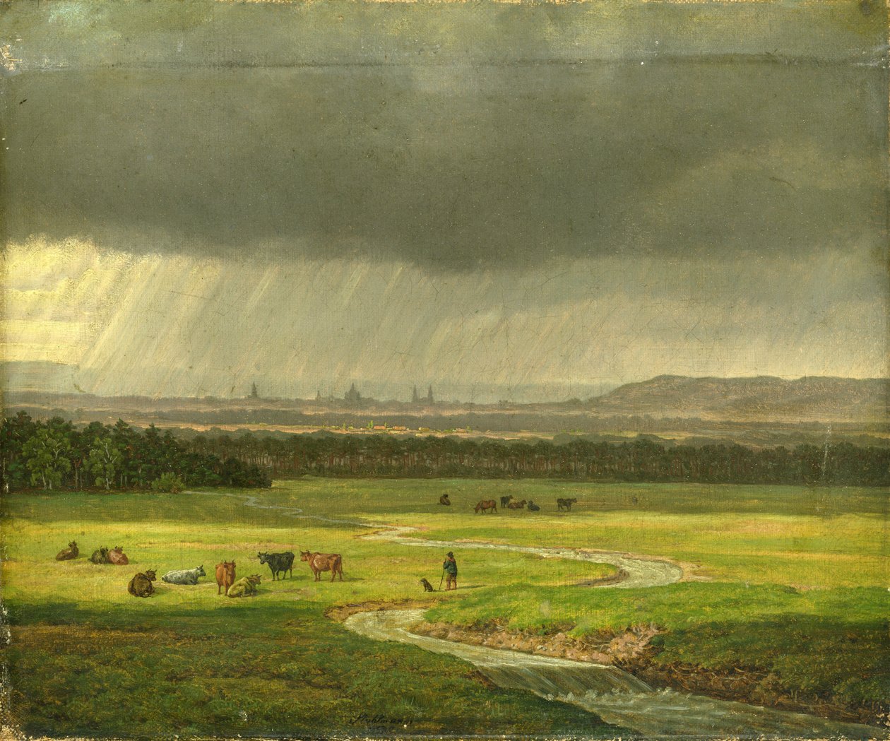 Táj Drezdával a távolban, 1830 alkotó: Heinrich Stuhlmann