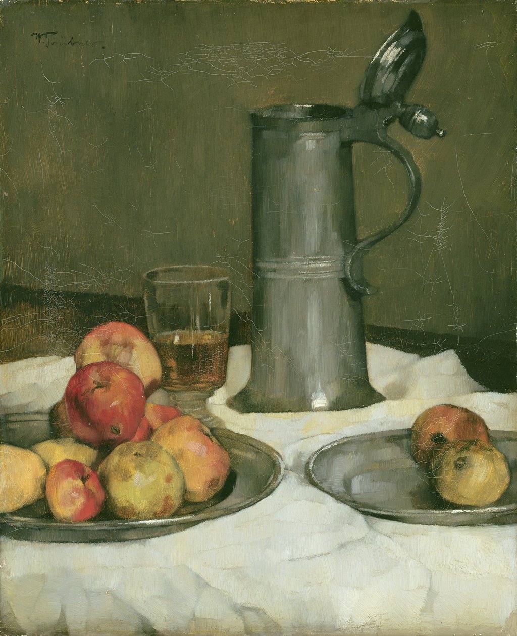 Csendélet almával és ónkancsóval, 1878 alkotó: Heinrich Wilhelm Truebner