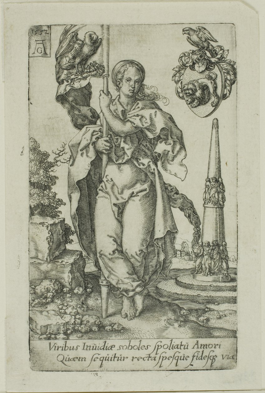 Jótékonyság, az erényektől alkotó: Heinrich Aldegrever