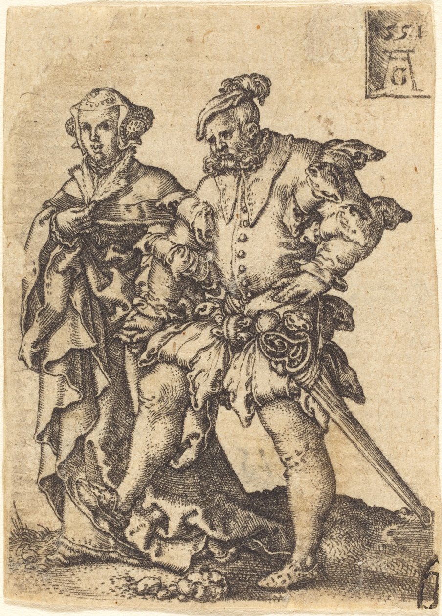 Táncoló pár, 1551. alkotó: Heinrich Aldegrever
