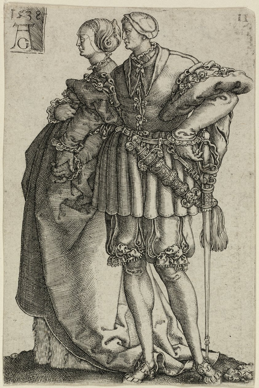 Táncoló pár, tizenegyes lemez a The Large Wedding-Dancers-től alkotó: Heinrich Aldegrever