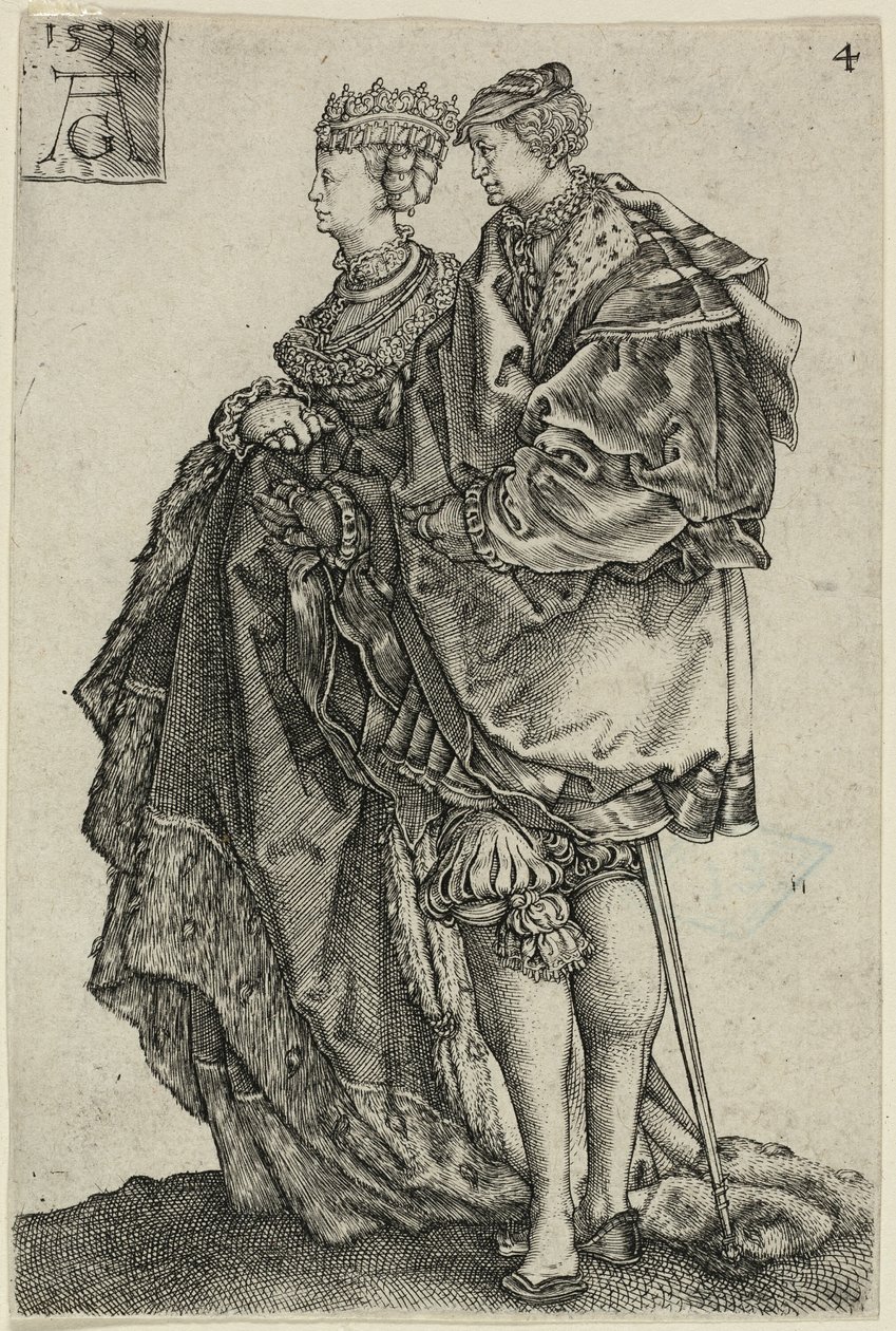 Táncoló pár, négyes lemez a The Large Wedding-Dancers-től alkotó: Heinrich Aldegrever
