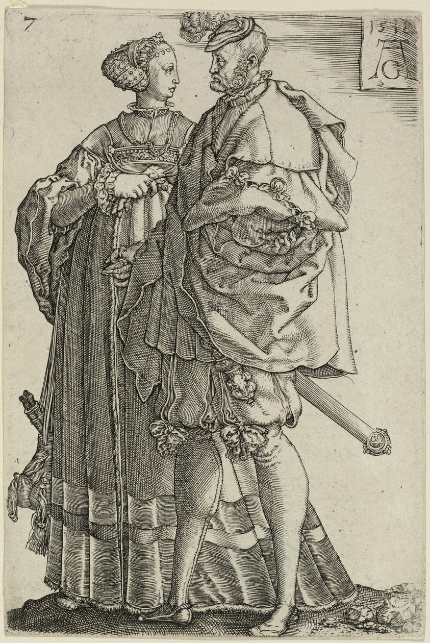Táncoló pár, hetes lemez a The Large Wedding-Dancers-től alkotó: Heinrich Aldegrever
