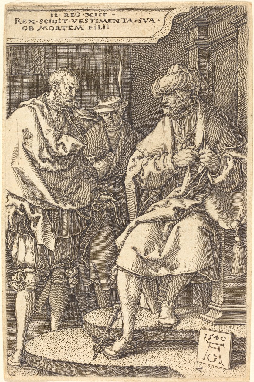 Dávid leveti a köntösét fia halálhírére, 1540. alkotó: Heinrich Aldegrever