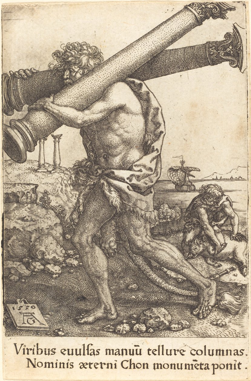 Herkules, aki a gázai két oszlopot cipeli, 1550. alkotó: Heinrich Aldegrever