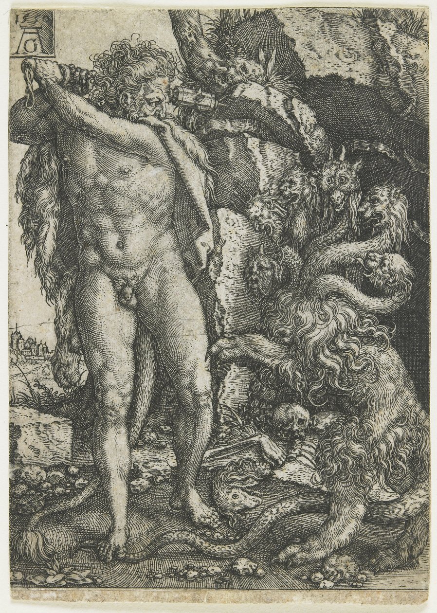 Herkules elpusztítja a lernai hidrát, 1550 alkotó: Heinrich Aldegrever