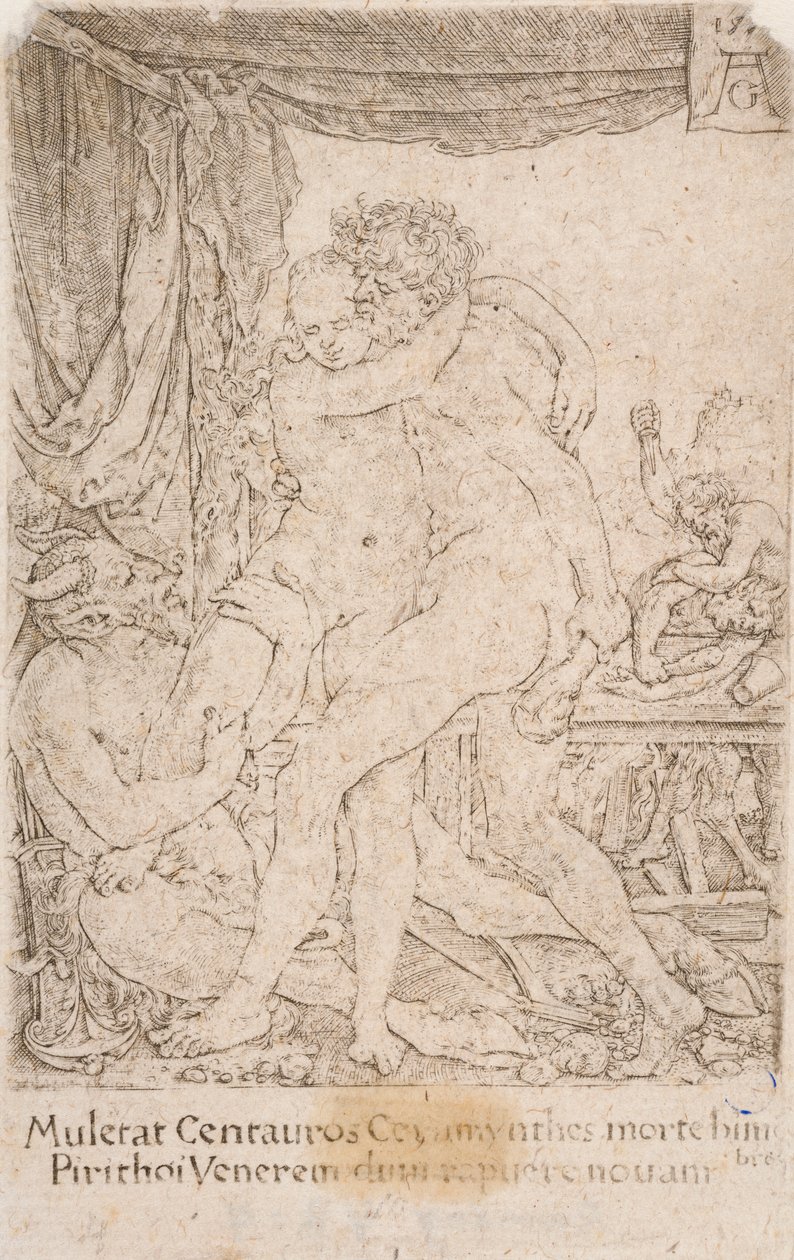 Hercules és Hippodameia, a sorozatból:  Herkules fáradozásai (10) alkotó: Heinrich Aldegrever