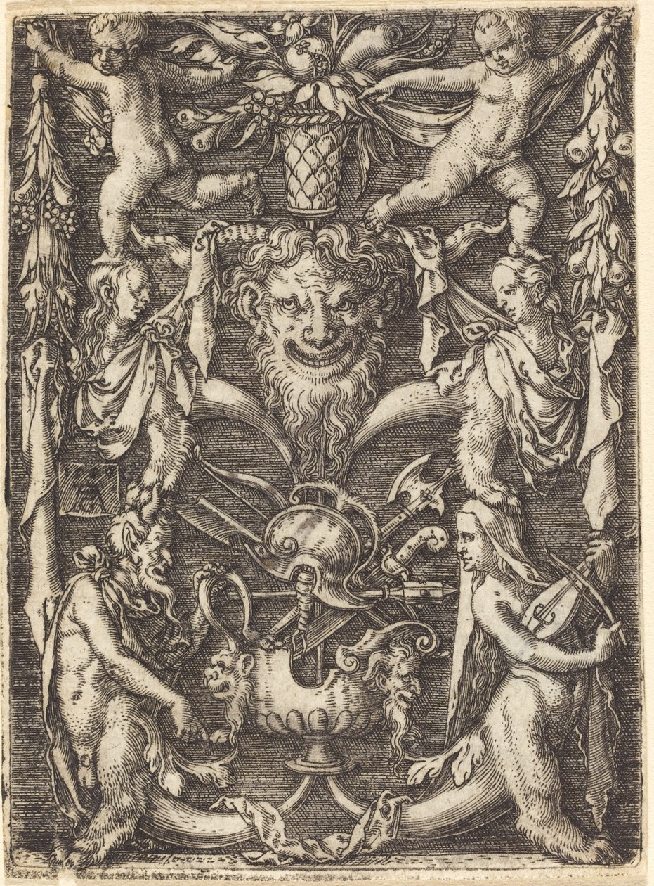 Dísz maszkkal, 1550. alkotó: Heinrich Aldegrever