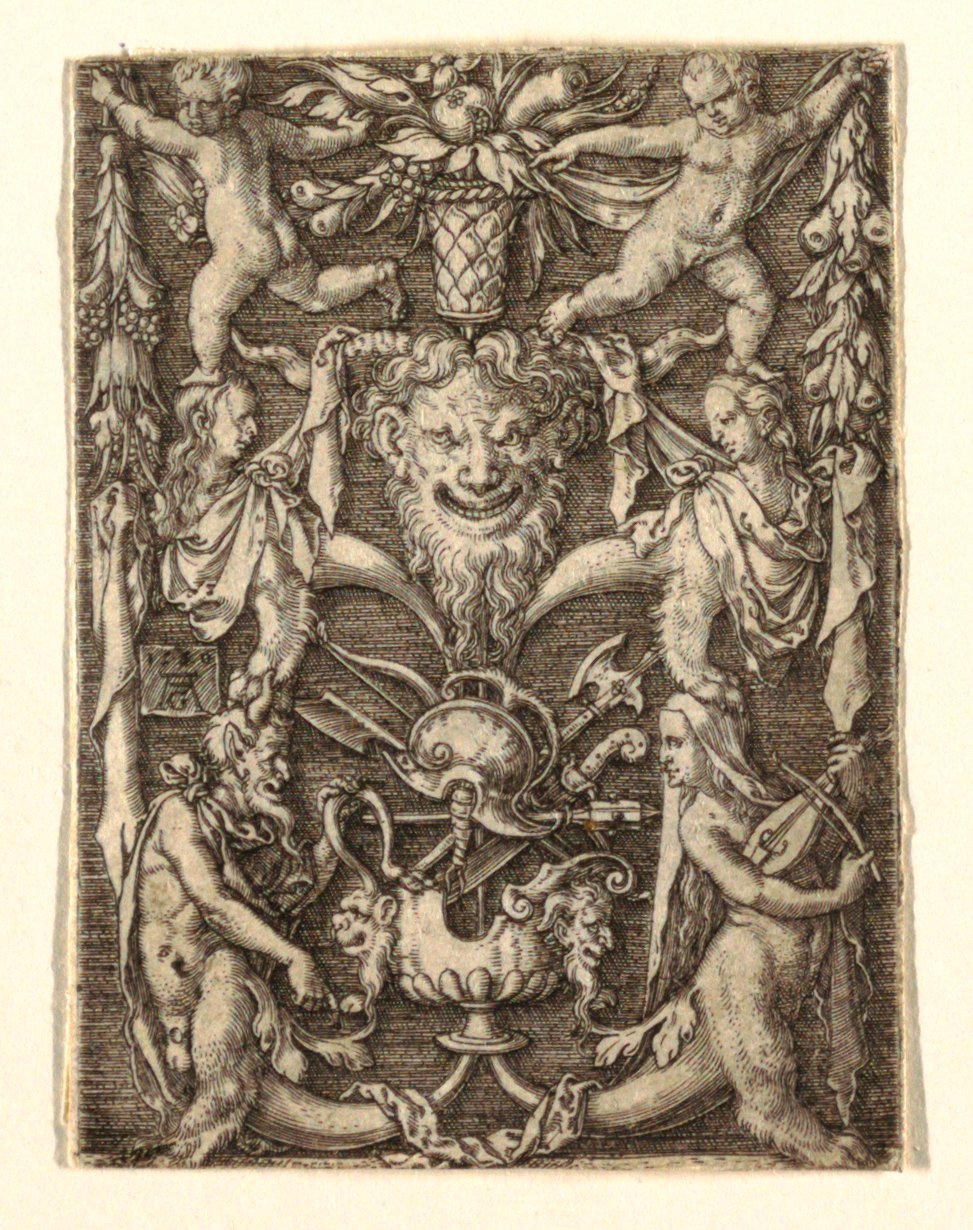Dísz maszkkal és groteszk figurákkal alkotó: Heinrich Aldegrever