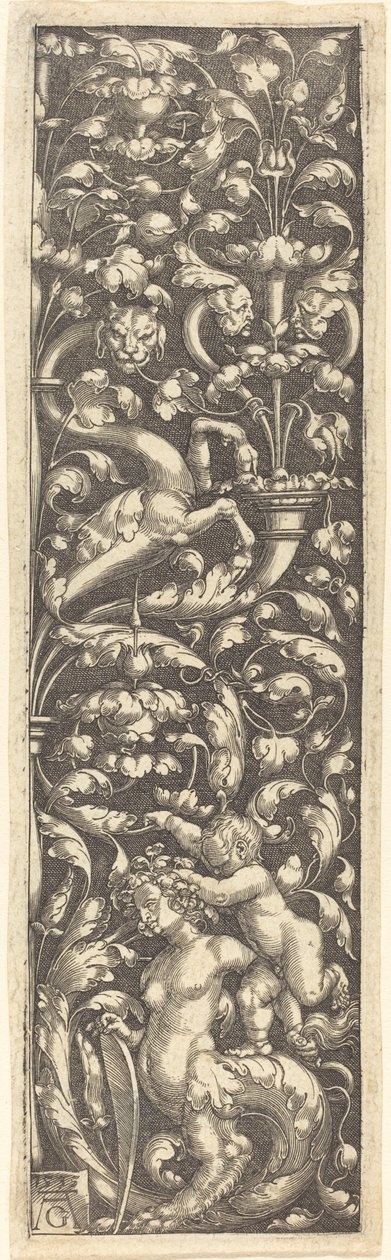 Dísz gyermekkel a szfinx hátán, 1535. alkotó: Heinrich Aldegrever