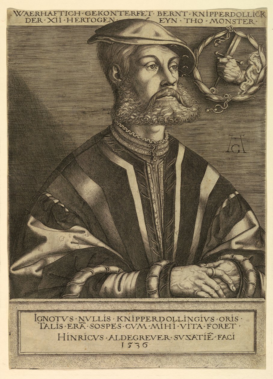 Bernard Knipperdolling, a münsteri anabaptisták főnökének portréja alkotó: Heinrich Aldegrever