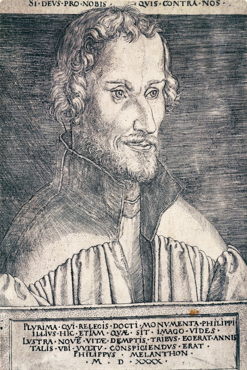 Philip Melanchthon vagy Philipp Schwarzerd (1497-1560) német humanista és teológus portréja, Heinrich Aldegrever (1502-kb. 1561) metszete alkotó: Heinrich Aldegrever