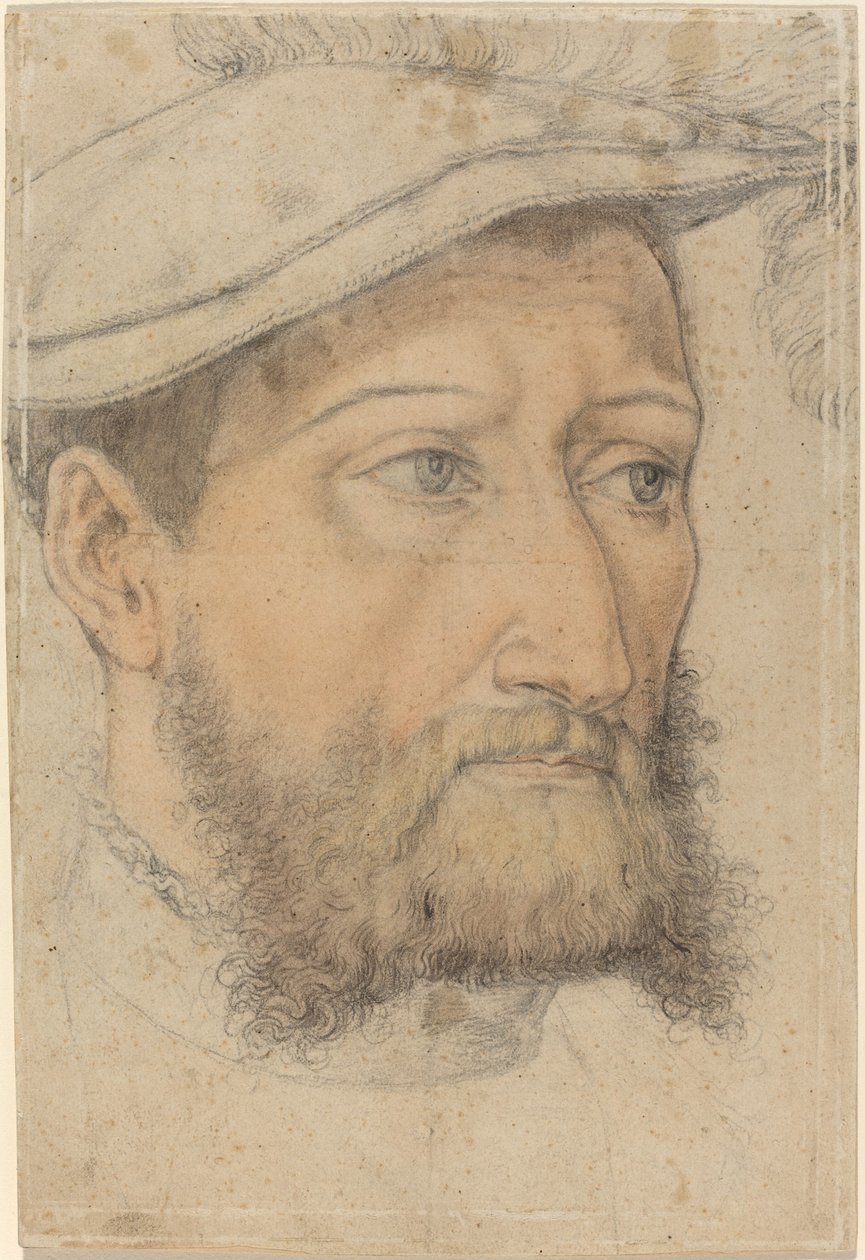 Szakállas férfi portréja svájcisapkóval, c. 1540. alkotó: Heinrich Aldegrever
