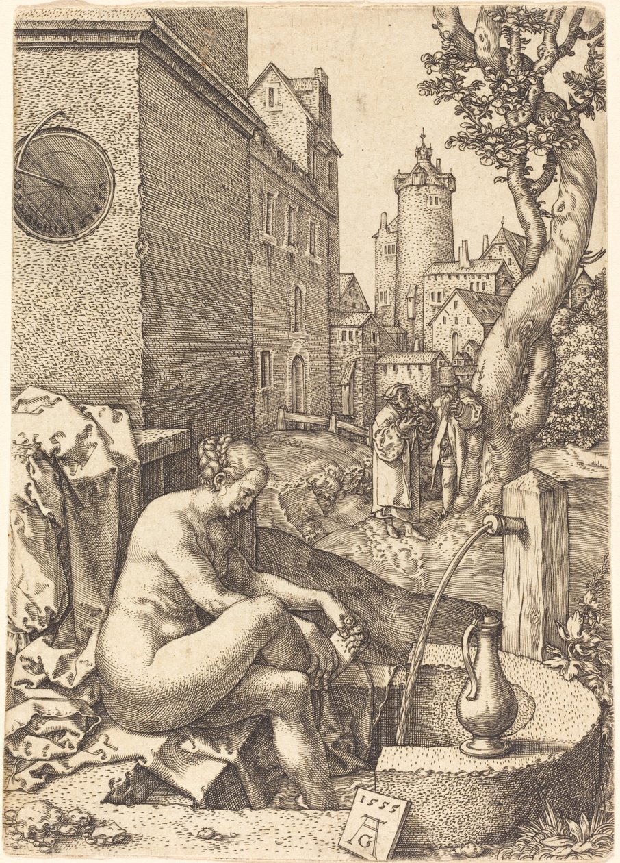 Susanna Meglepte a két öreg, 1555. alkotó: Heinrich Aldegrever