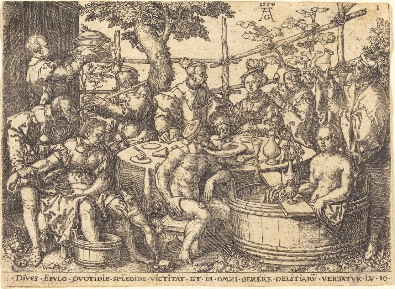 A gazdag ember az asztalnál, 1554. alkotó: Heinrich Aldegrever