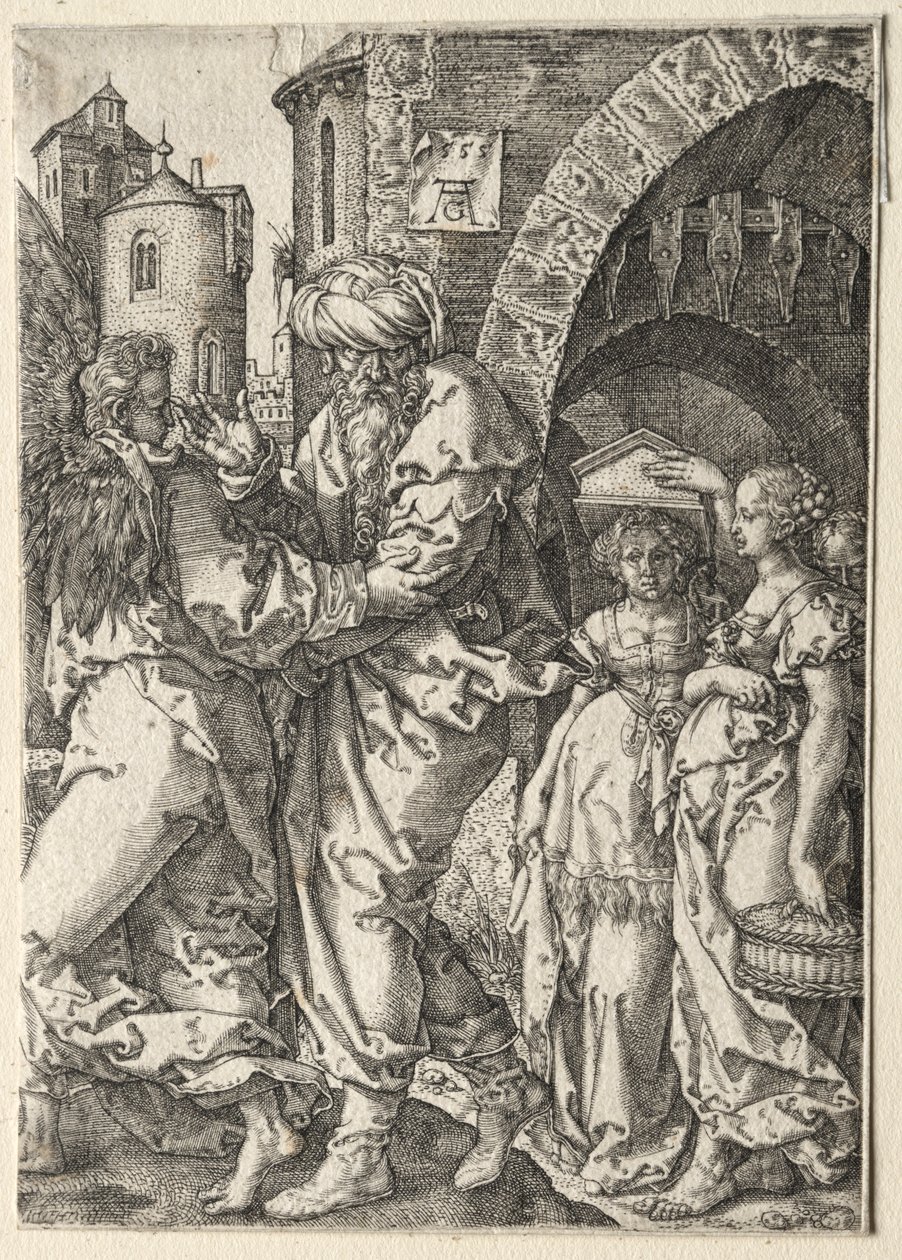 Lót története: Lót és családja Szodomából menekülve, 1555. alkotó: Heinrich Aldegrever