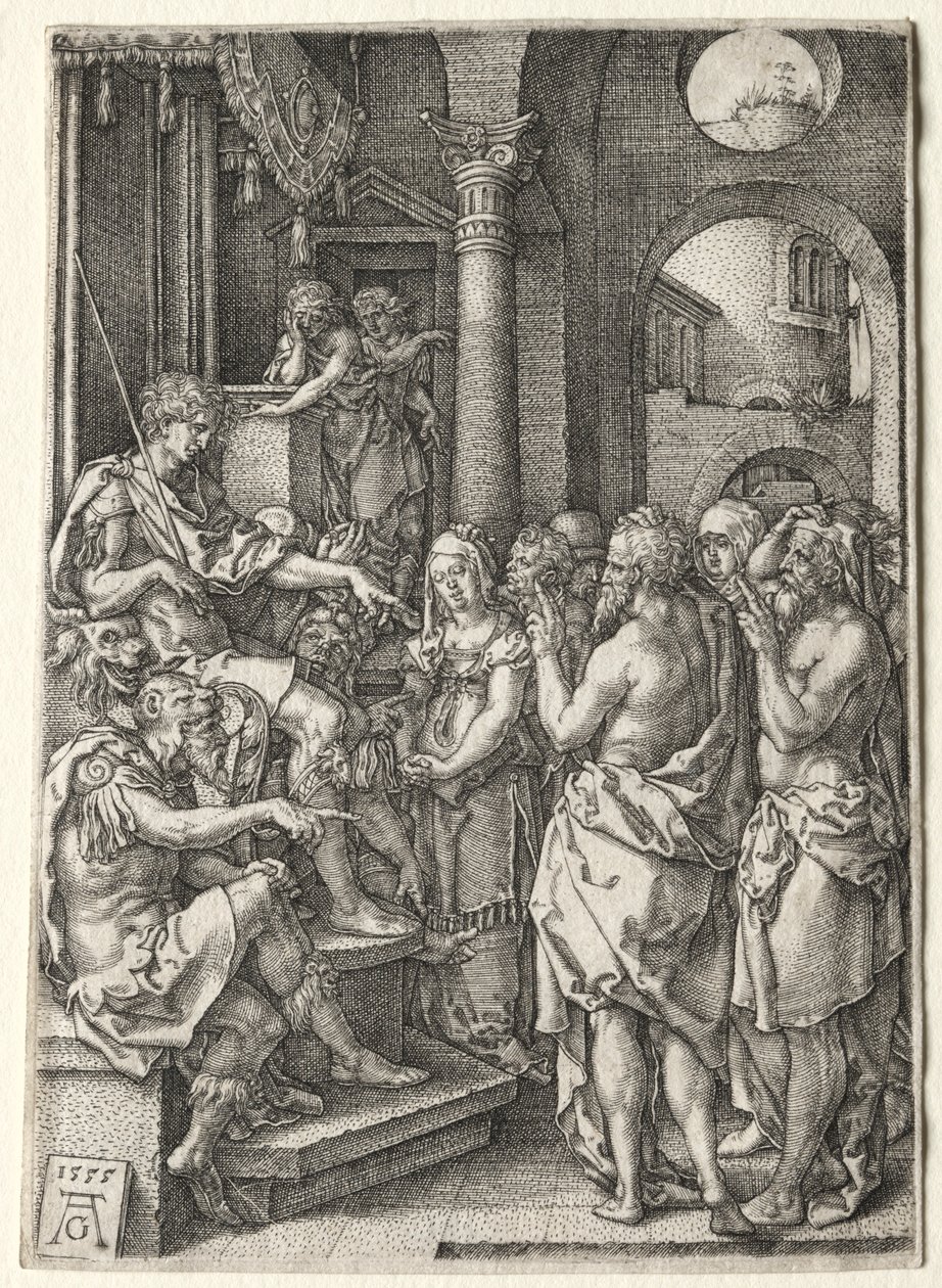 Zsuzsanna története: Susannát házasságtöréssel vádolják, 1555. alkotó: Heinrich Aldegrever