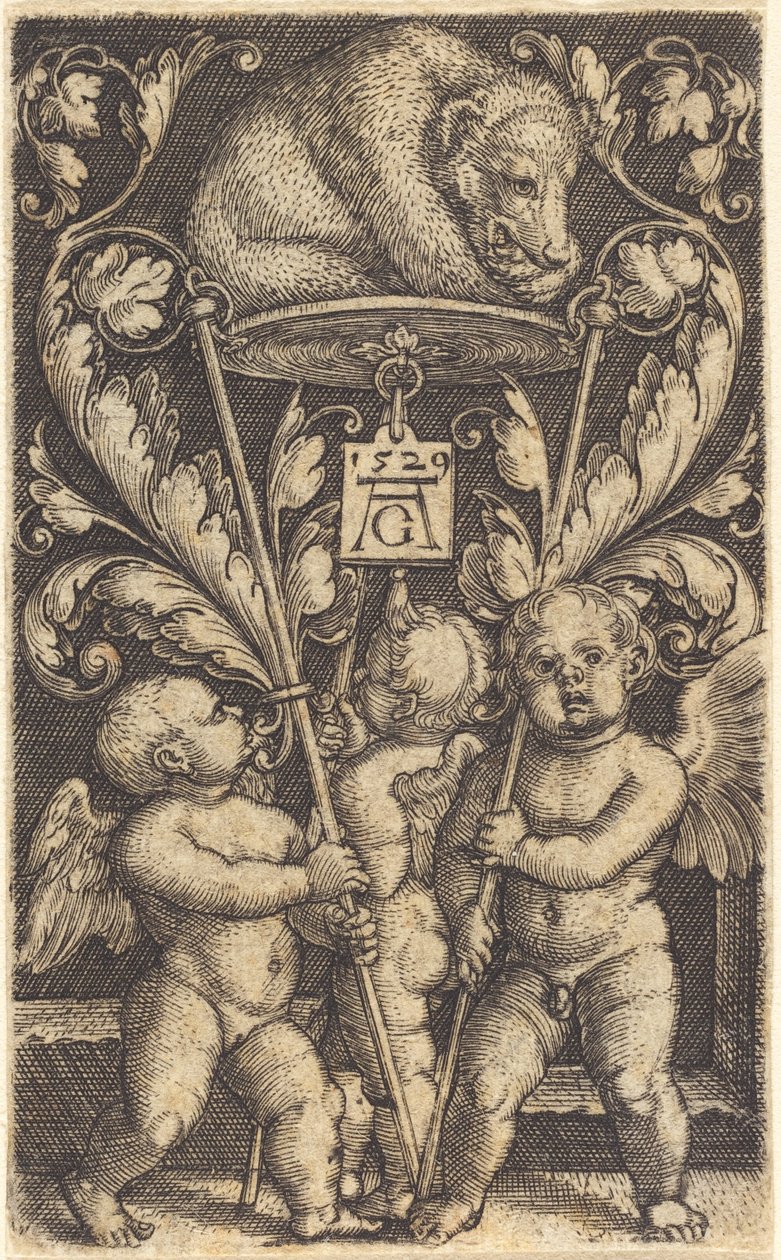 Három Ámor és egy medve, 1529. alkotó: Heinrich Aldegrever