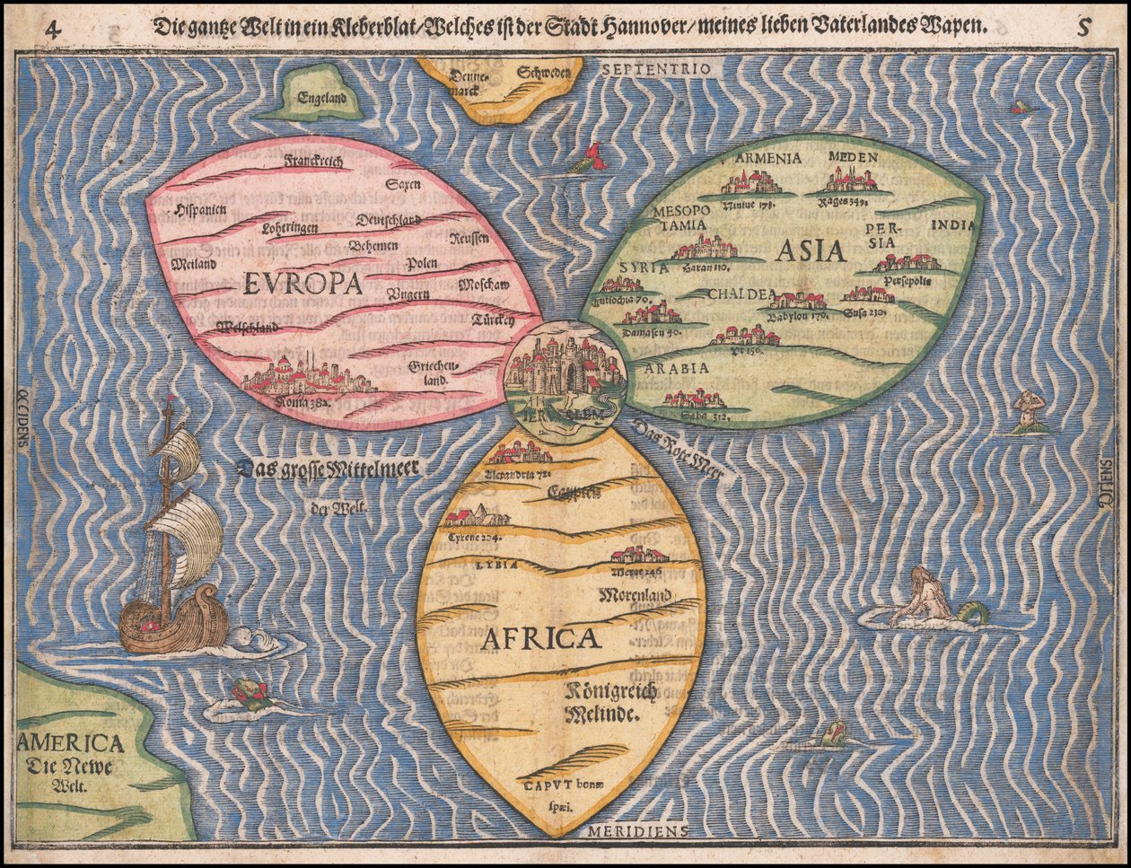 1581 Heinrich Buenting lóhere leveles világtérképe alkotó: Heinrich Bünting