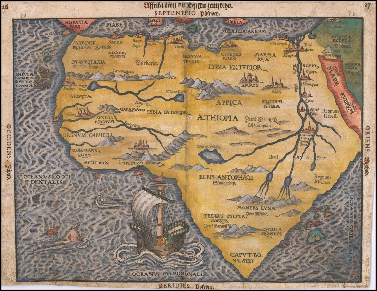 Heinrich Bünting 1592-es cseh nyelvű Afrika térképe alkotó: Heinrich Bünting