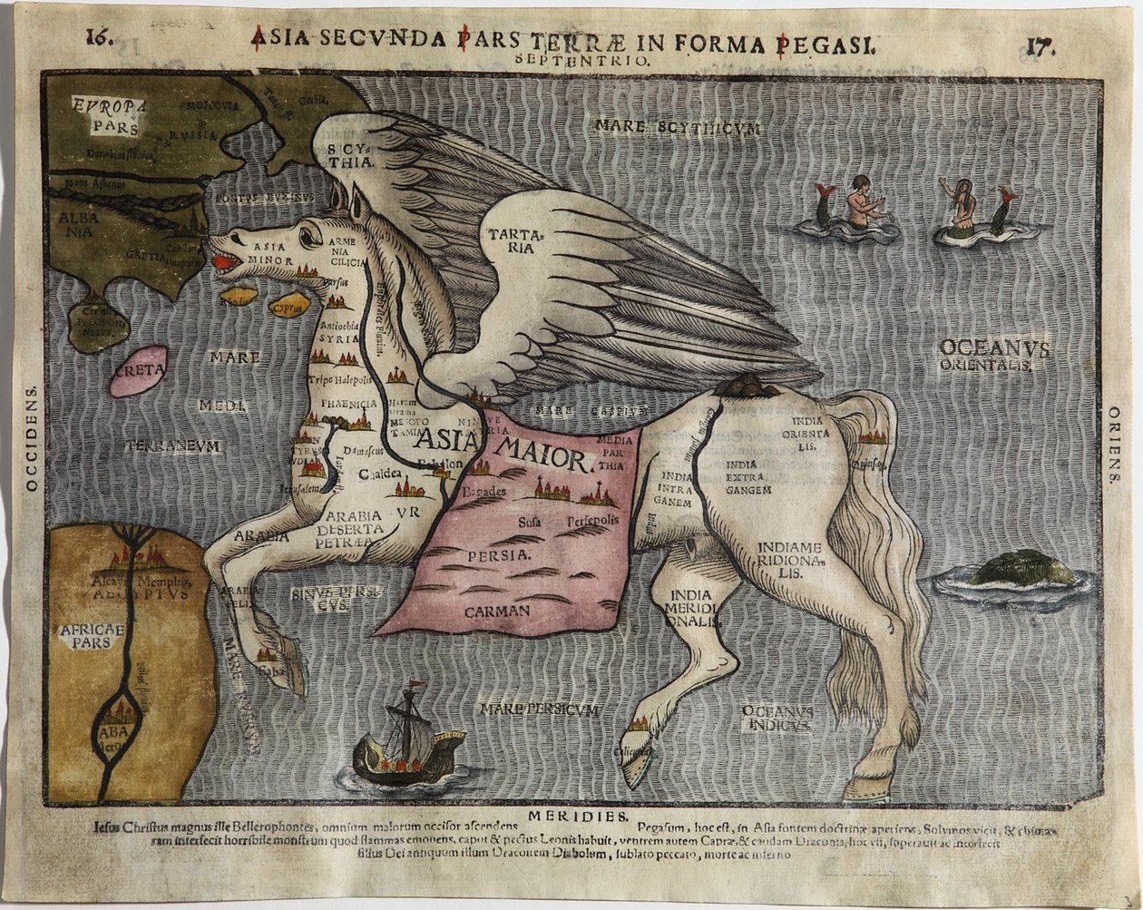 Ázsia Pegazus formájában alkotó: Heinrich Bünting