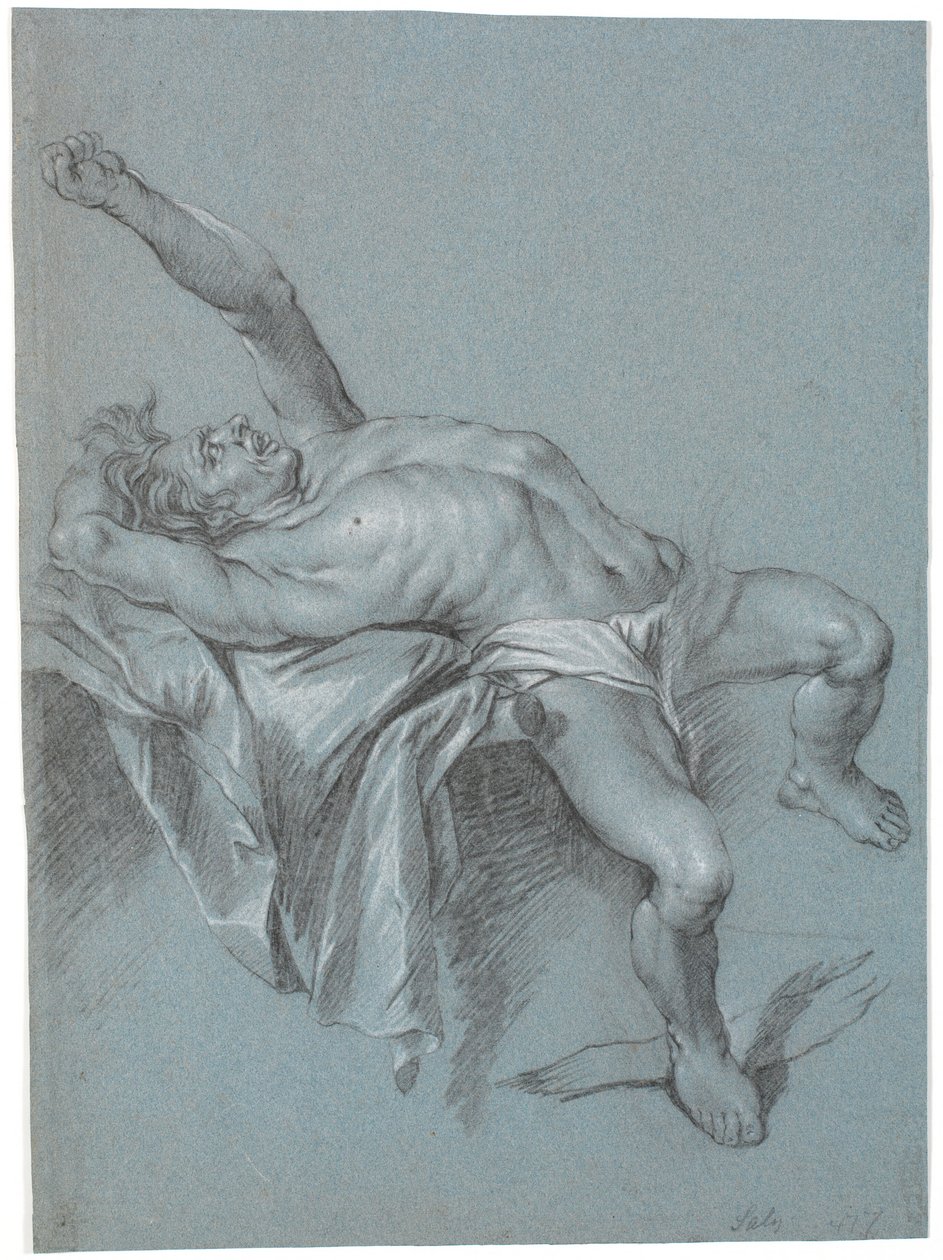 Polyphemus meg van kötve? (Fekvő fekvő férfi felemelt bal karral) alkotó: Heinrich Dittmers