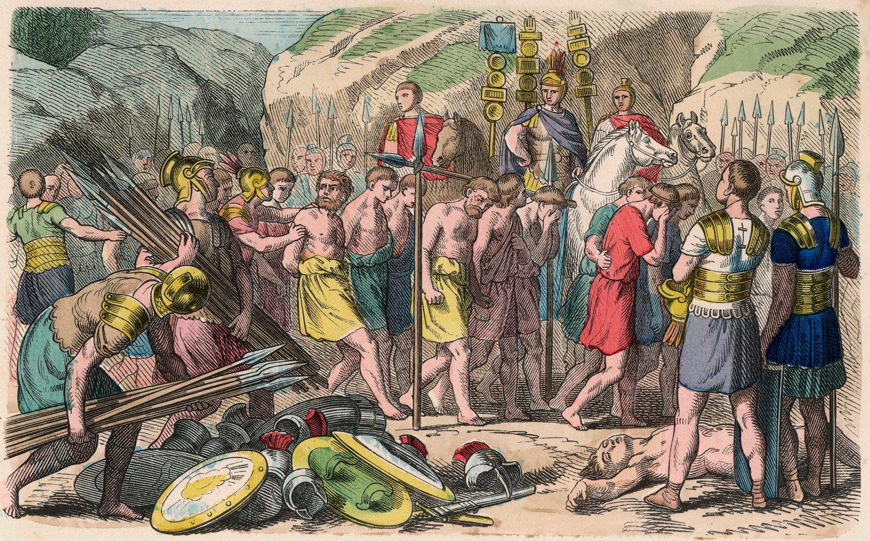 Az ókori Róma: Az elfogott ellenségeket befogják alkotó: Heinrich Leutemann