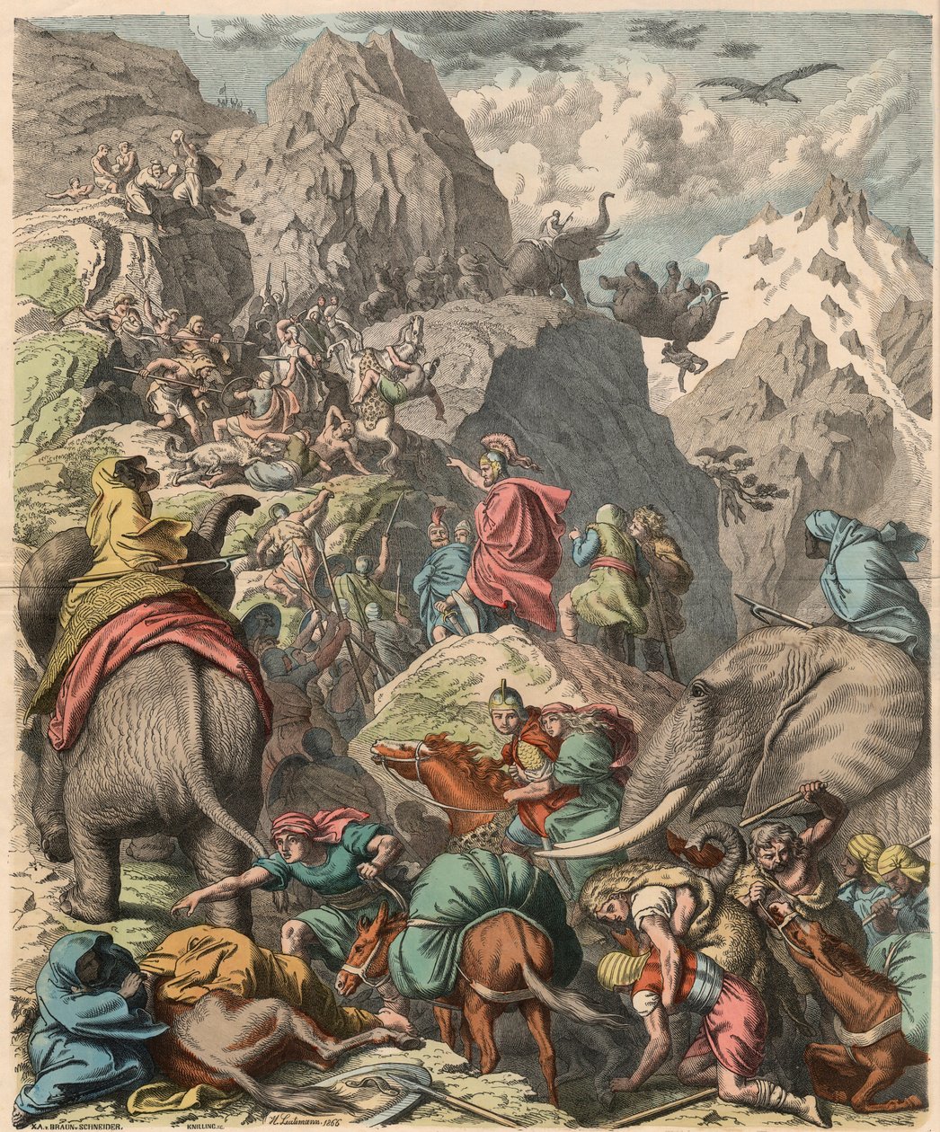 Második pun háború: Hannibál átkel az Alpokon, 1866 alkotó: Heinrich Leutemann