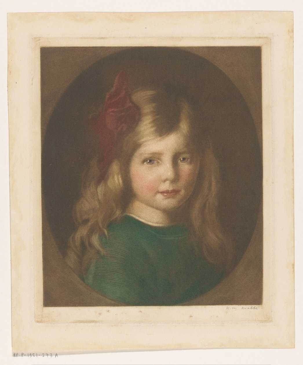 Egy ismeretlen lány portréja alkotó: Heinrich M. Krabbé (signed by artist)