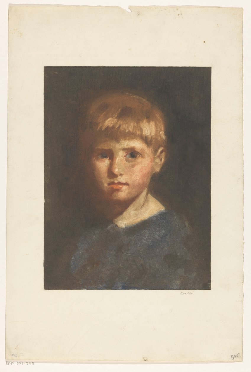Egy ismeretlen fiú portréja alkotó: Heinrich M. Krabbé (signed by artist)