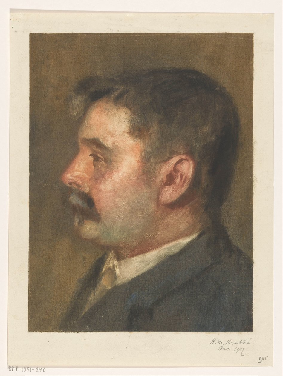 Egy ismeretlen férfi portréja alkotó: Heinrich M. Krabbé (signed by artist)