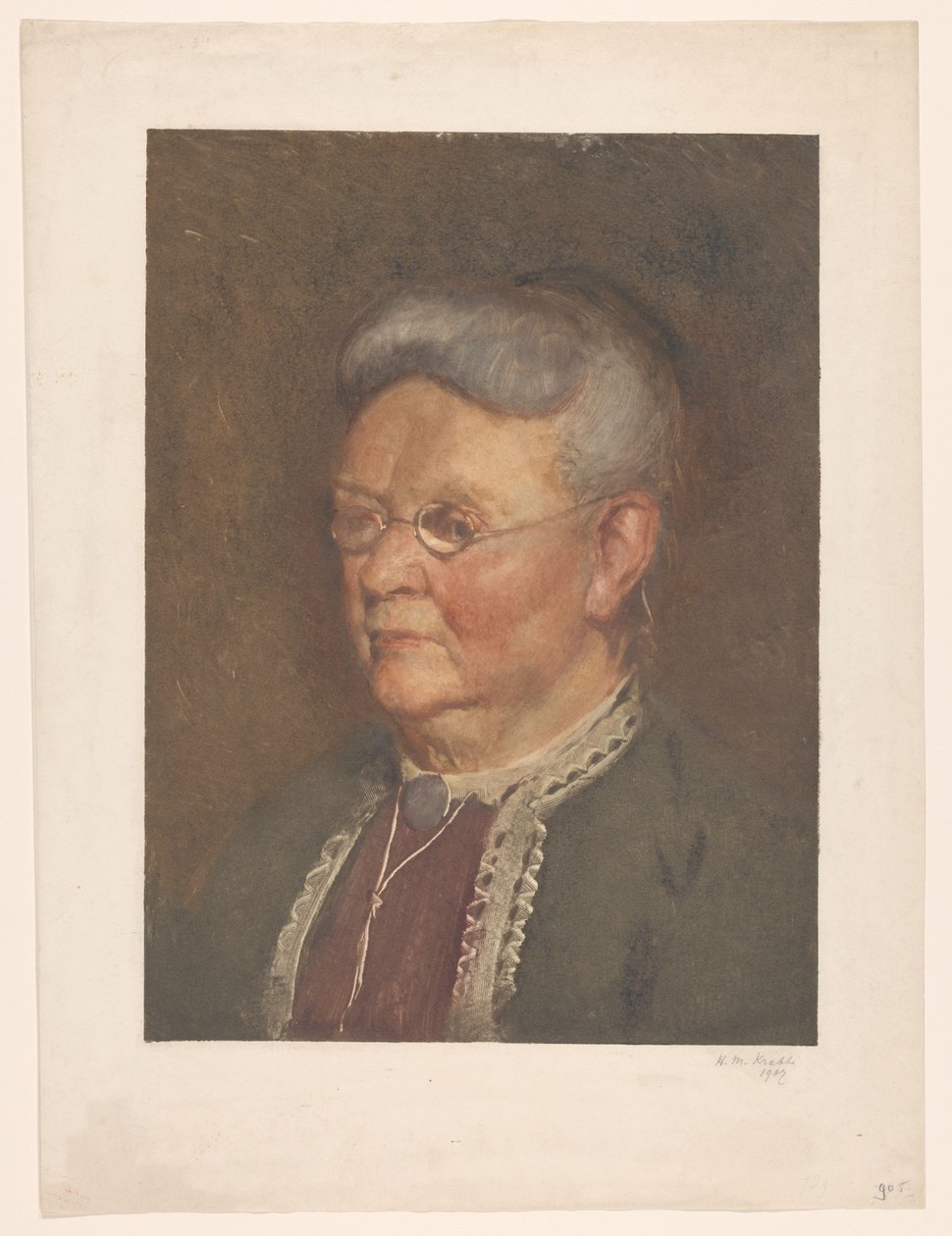 Egy idős hölgy portréja alkotó: Heinrich M. Krabbé (signed by artist)