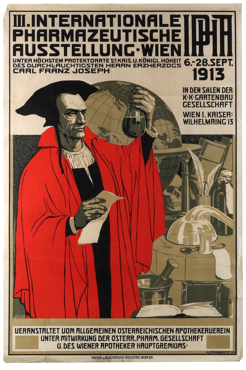 III Nemzetközi Gyógyszerészeti Kiállítás Bécsben, 1913. alkotó: Heinrich Maria Pangratz